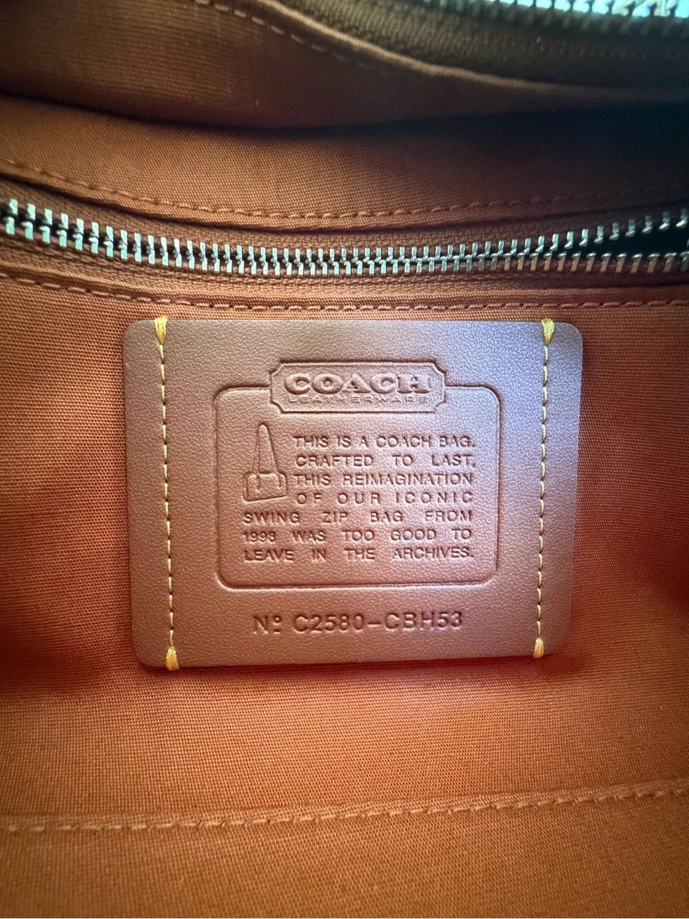 NWOT Coach Swing Zip Bag 20 In Crystal Signature Jacquard CBH53 Burnished Amber